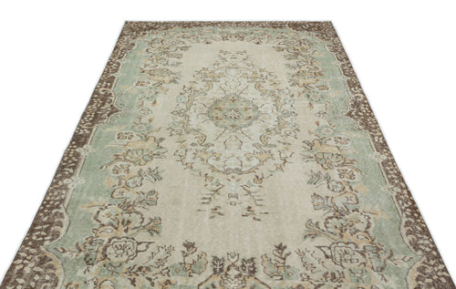 Atina Beige Vintage Wool Handmade Area Rug 5'9" x 9'5"