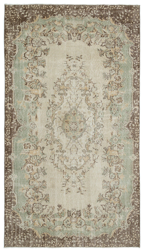 Atina Beige Vintage Wool Handmade Area Rug 5'9" x 9'5"