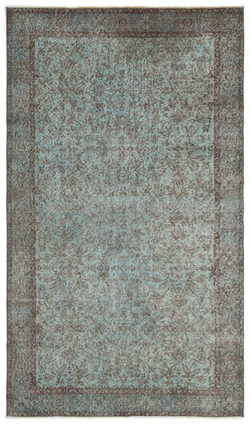 Atina Green Vintage Wool Handmade Area Rug 5'2" x 8'10"