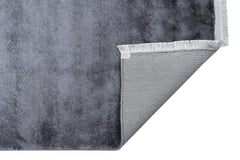 Como Anthracite Modern Flat Viscose Ushak Rug