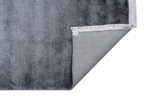 Como Anthracite Modern Flat Viscose Ushak Rug