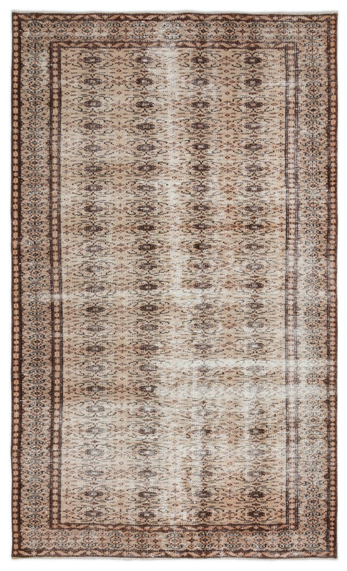 Atina Beige Vintage Wool Handmade Area Rug 5'0" x 8'4"