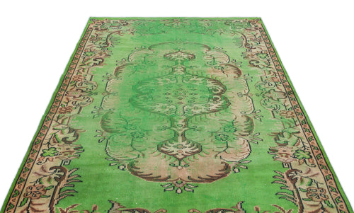 Atina Green Vintage Wool Handmade Area Rug 5'3" x 8'11"