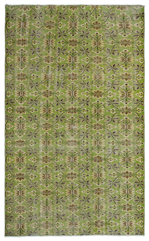 Atina Green Vintage Wool Handmade Area Rug 5'10" x 7'5"