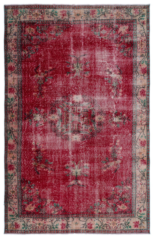 Atina Red Vintage Wool Handmade Area Rug 6'2" x 8'9"