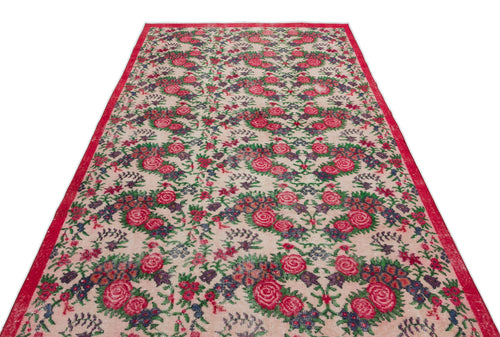 Atina Cream Vintage Wool Handmade Area Rug 5'5" x 9'1"