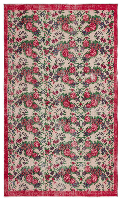 Atina Cream Vintage Wool Handmade Area Rug 5'5" x 9'1"