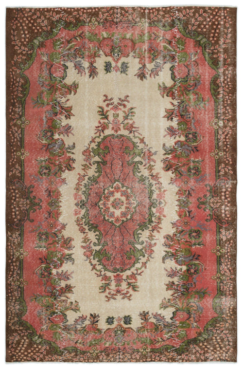 Atina Cream Vintage Wool Handmade Area Rug 4'8" x 9'7"