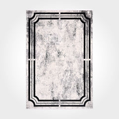 Mckenna Black Frame Viscose Machine Made Area Rug