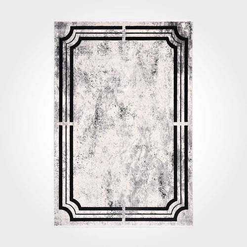 Mckenna Black Frame Viscose Machine Made Area Rug