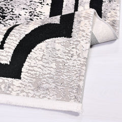 Mckenna Black Frame Viscose Machine Made Area Rug