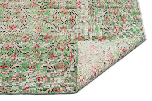 Atina Green Vintage Wool Handmade Area Rug 4'7" x 8'1"