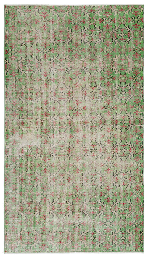 Atina Green Vintage Wool Handmade Area Rug 4'7" x 8'1"