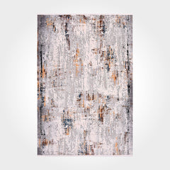 Modern Viscose Area Rug - Machine Made Grey Rug With Low Pile Height & Anti Slip