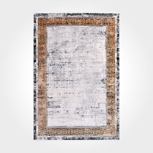 Viscose Area Rug – Machine Made Grey Frame Low Pile Durable Carpet