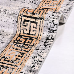 Viscose Area Rug – Machine Made Grey Frame Low Pile Durable Carpet