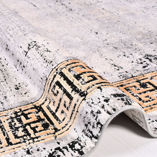 Viscose Area Rug – Machine Made Grey Frame Low Pile Durable Carpet