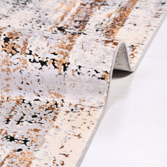 Modern Viscose Area Rug – Machine Made Grey Rug With Durable Cotton Weft