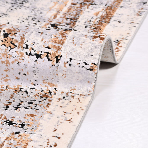 Modern Viscose Area Rug – Machine Made Grey Rug With Durable Cotton Weft