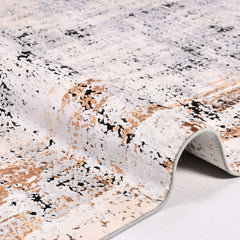 Modern Viscose Area Rug – Machine Made Grey Rug With Durable Cotton Weft