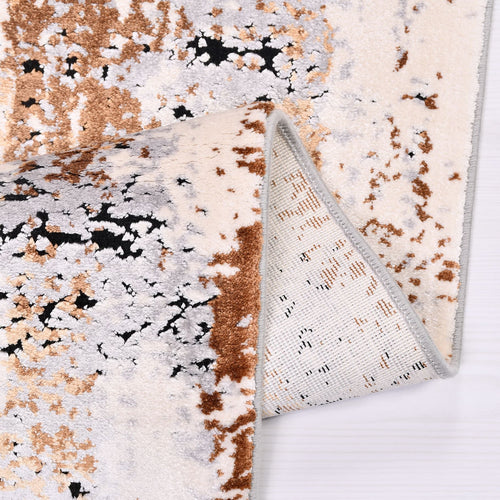 Modern Viscose Area Rug – Machine Made Grey Rug With Durable Cotton Weft