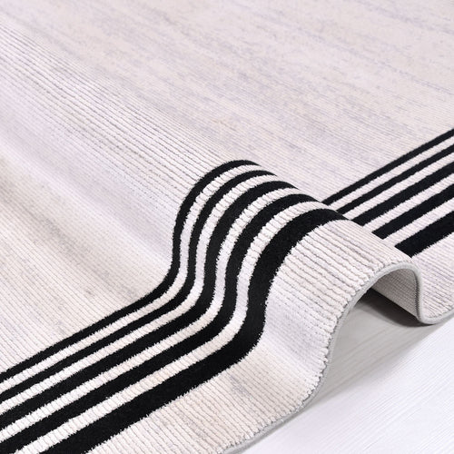 Viscose Area Rug – Machine Made Rug with White Frame, Soft Cotton Weft Carpet