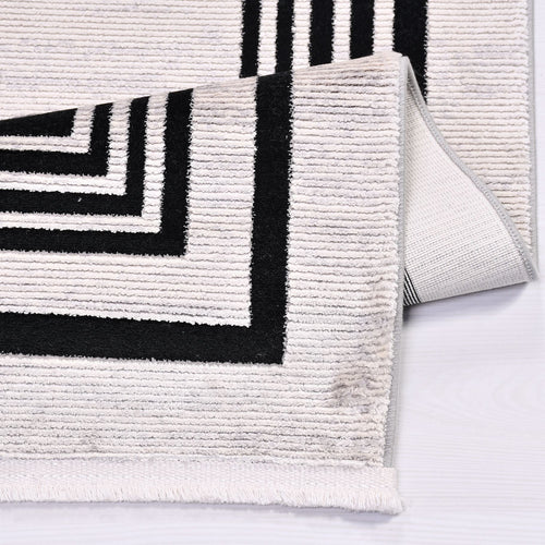 Viscose Area Rug – Machine Made Rug with White Frame, Soft Cotton Weft Carpet