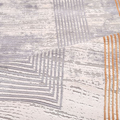 Zelda Grey Striped Viscose Machine Made Area Rug