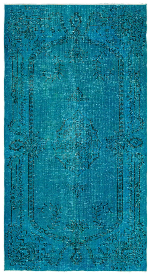 Atina Turquoise Vintage Wool Handmade Area Rug 5'6" x 8'9"