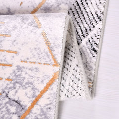 Kylee Grey Geometric Viscose Machine Made Area Rug