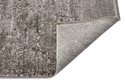 Machine Made Area Rug - Green Classic Overdyed High Low Textured Carpet