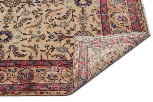 Atina Beige Vintage Wool Handmade Area Rug 5'1" x 8'7"