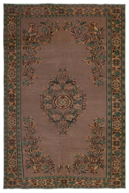 Atina Brown Vintage Wool Handmade Area Rug 5'11" x 9'2"