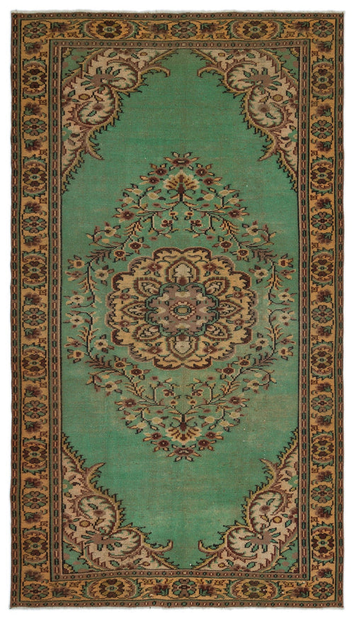 Atina Green Vintage Wool Handmade Area Rug 5'8" x 9'11"