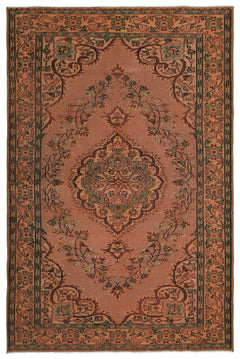 Atina Orange Vintage Wool Handmade Area Rug 6'3" x 9'3"