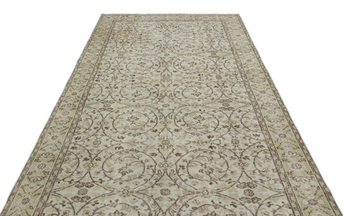 Atina Beige Vintage Wool Handmade Area Rug 6'0" x 9'1"