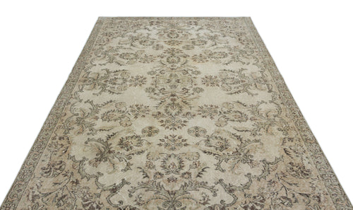 Atina Beige Vintage Wool Handmade Area Rug 5'11" x 9'9"
