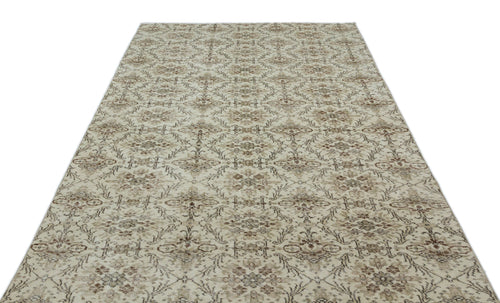 Atina Beige Vintage Wool Handmade Area Rug 6'2" x 9'1"