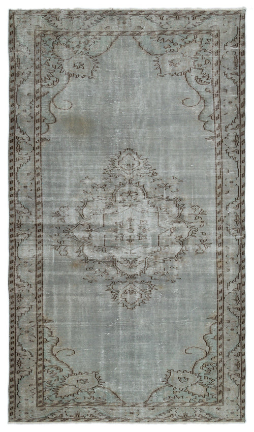 Atina Grey Vintage Wool Handmade Area Rug 5'4" x 9'8"