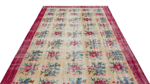 Atina Cream Vintage Wool Handmade Area Rug 6'4" x 9'4"
