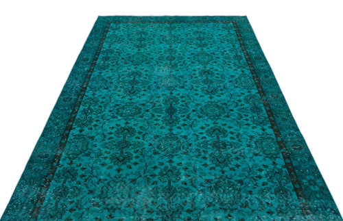 Atina Turquoise Vintage Wool Handmade Area Rug 5'3" x 9'3"