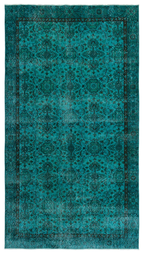 Atina Turquoise Vintage Wool Handmade Area Rug 5'3" x 9'3"