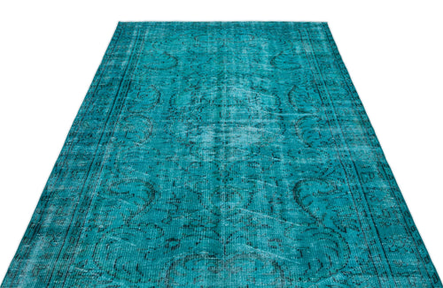 Atina Turquoise Vintage Wool Handmade Area Rug 5'4" x 8'11"