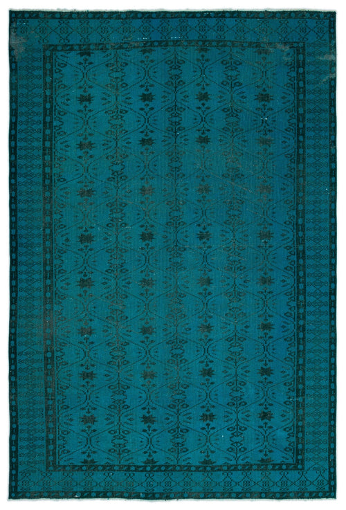 Atina Turquoise Vintage Wool Handmade Area Rug 6'4" x 9'5"