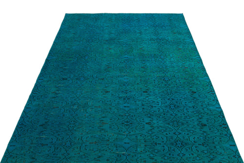 Atina Turquoise Vintage Wool Handmade Area Rug 5'3" x 8'4"