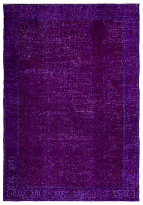 Atina Purple Vintage Wool Handmade Area Rug 7'3" x 10'4"