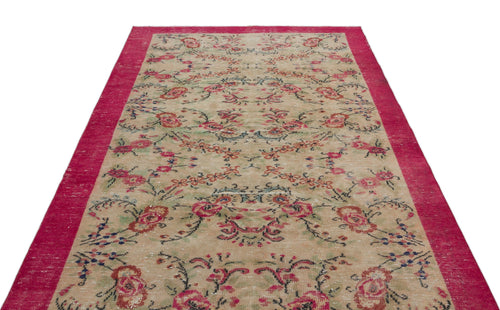 Atina Beige Vintage Wool Handmade Area Rug 5'9" x 9'3"