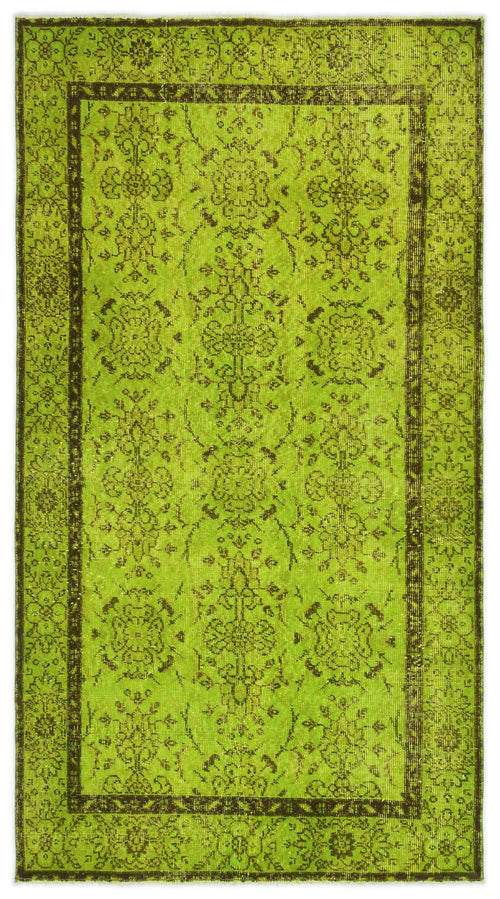 Atina Green Vintage Wool Handmade Area Rug 3'8" x 6'8"
