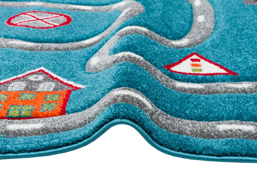 Lauterach Blue Figured Kids Rug