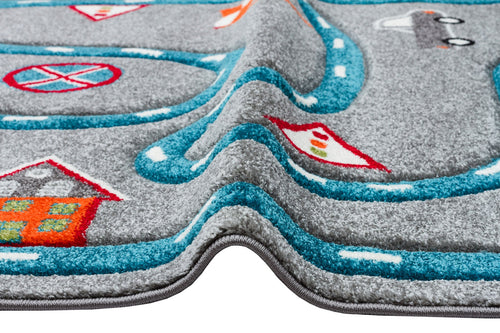 Kids Grey Rug – Soft Kids Carpet With Figured Pattern, Dust Free & Anti Slip